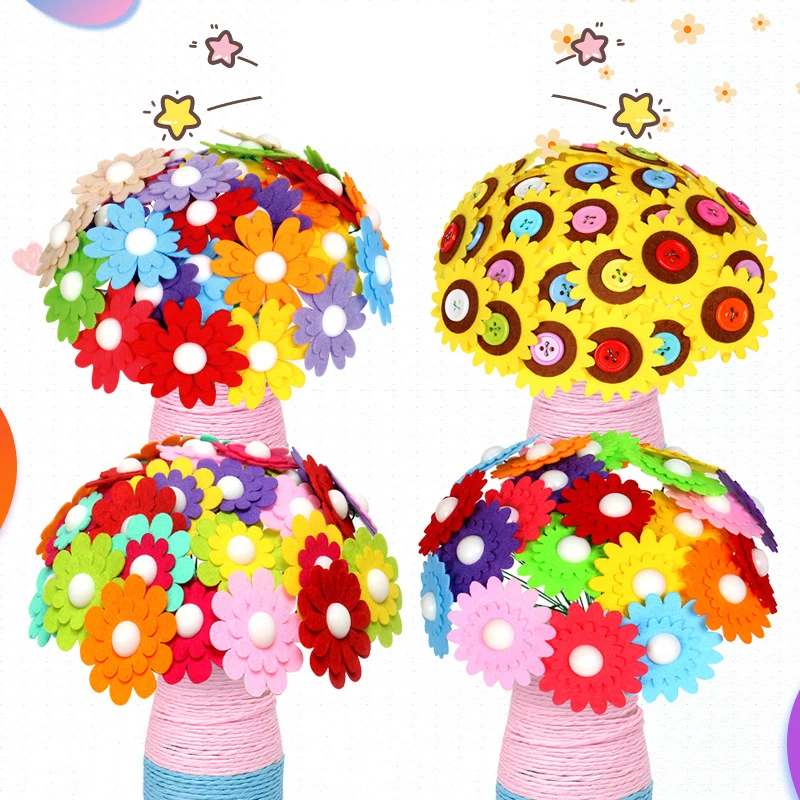 Art Craft Kits For Kids - Flower Craft Kit Bouquet with Buttons