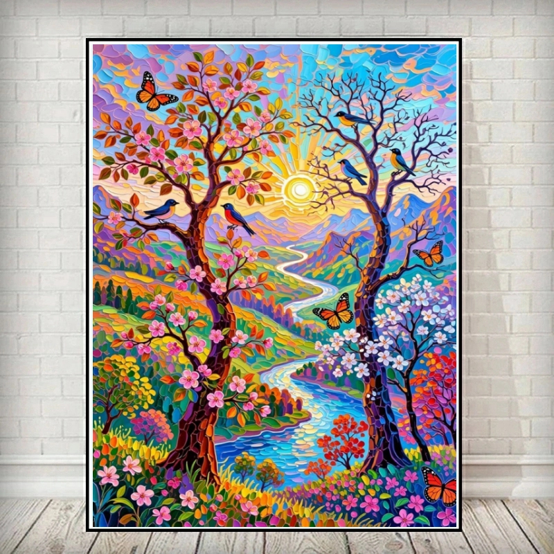 Art Craft Kit - Tree Flower Landscape DIY 5D Diamond