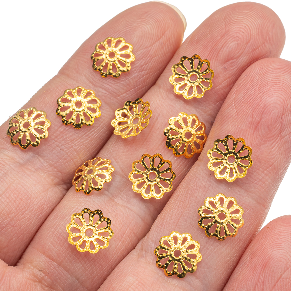 Art Craft Ideas - 200pcs 7/9mm Filigree Flower Hollow Out