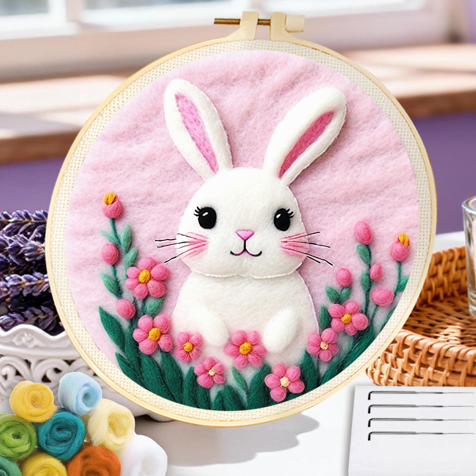 Art Craft Rabbit - CHENISTORY rabbit Wool Painting Arts and