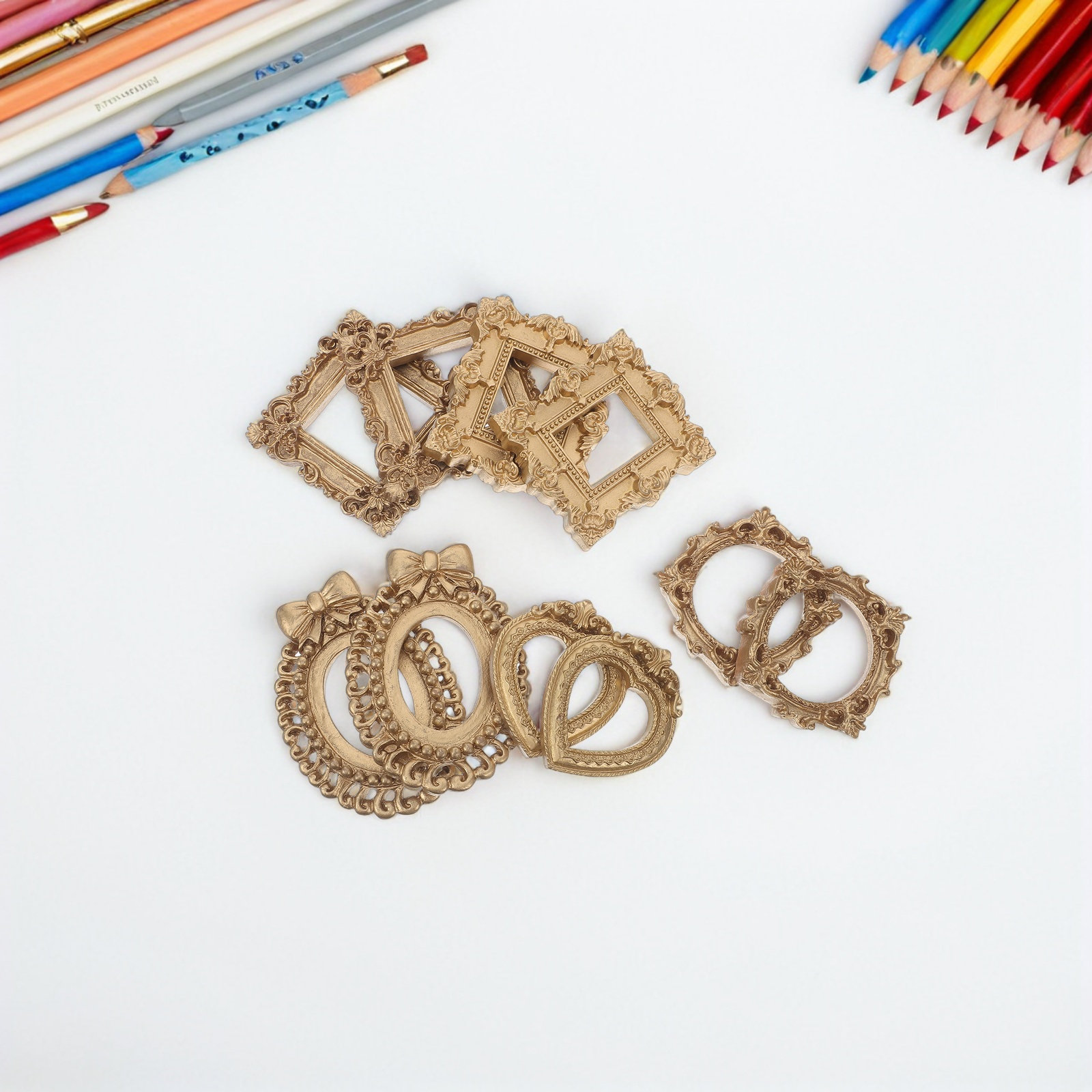 Art Craft Gallery - 10Pcs Vintage Mini Gold Frames Retro