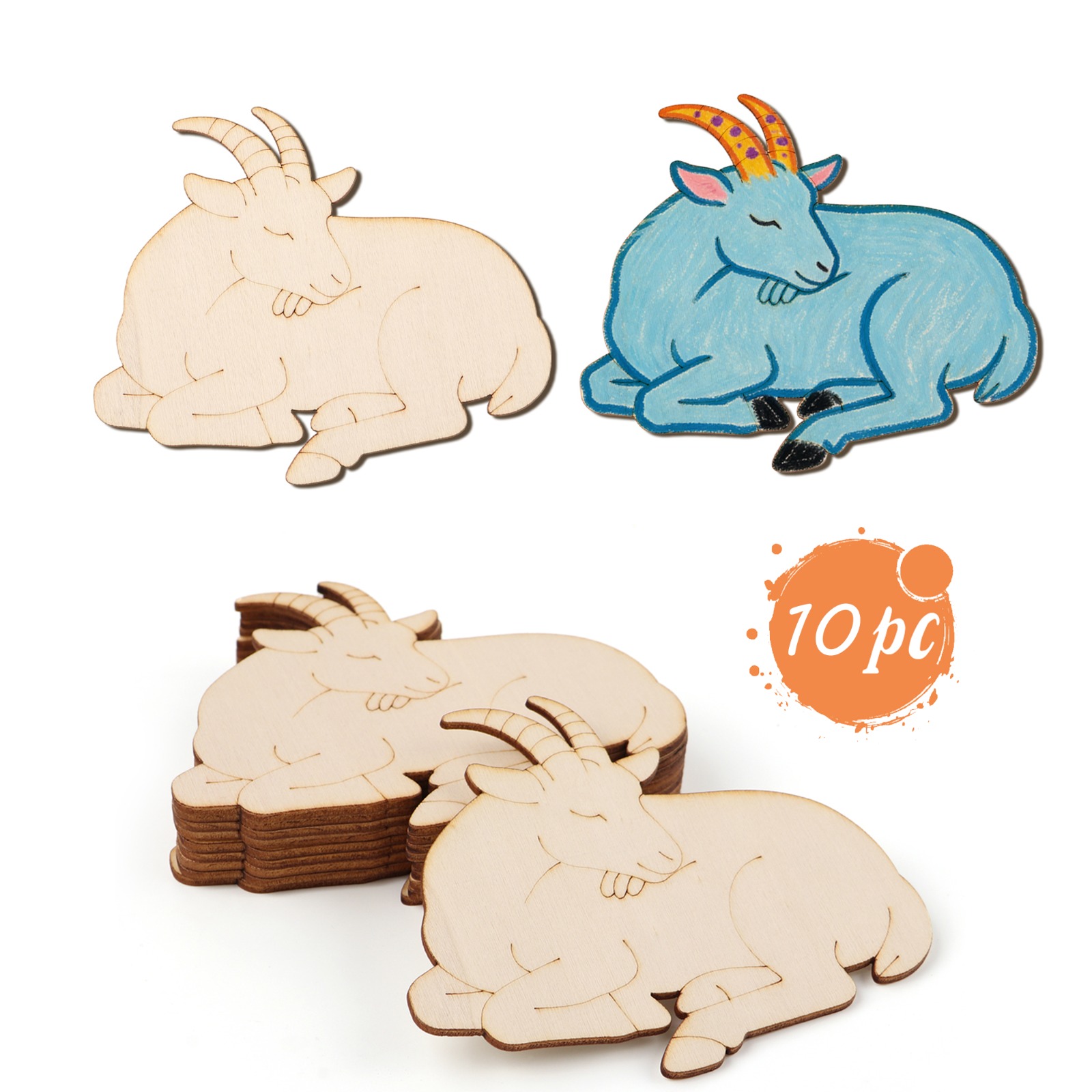 Art & Craft Voucher Code - 10pcs/set Unfinished Wood Sheep Animal Ornaments