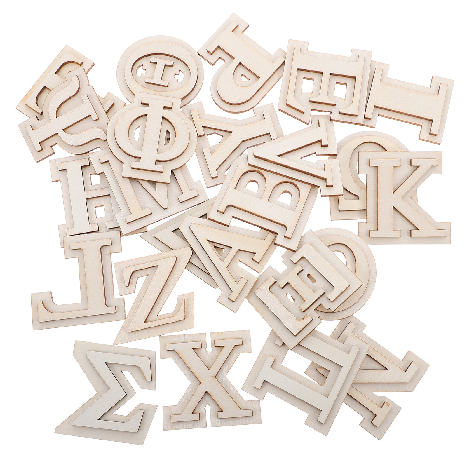 24Pcs Greek Letters Wooden Dou - Letter S Art Craft のレビューと価格