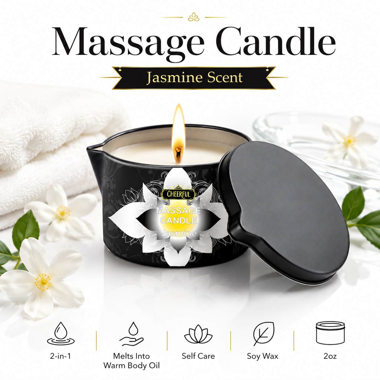 Jasmine Massage Oil Candle, Na - Soy Candle Fragrance Oil のレビューと価格