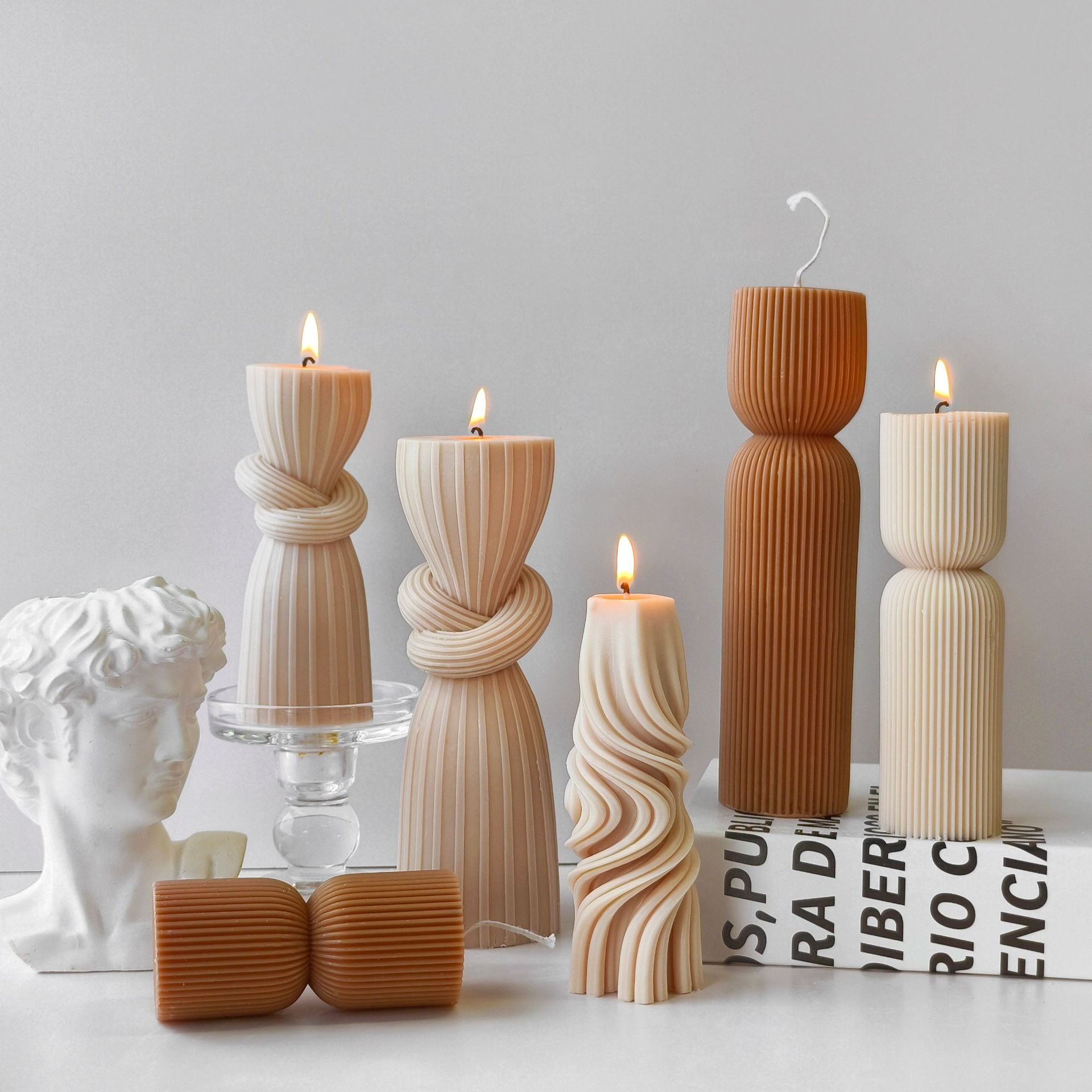 Striped Cylinder Aroma Candle  - Soy Candle Fragrance Oil のレビューと価格