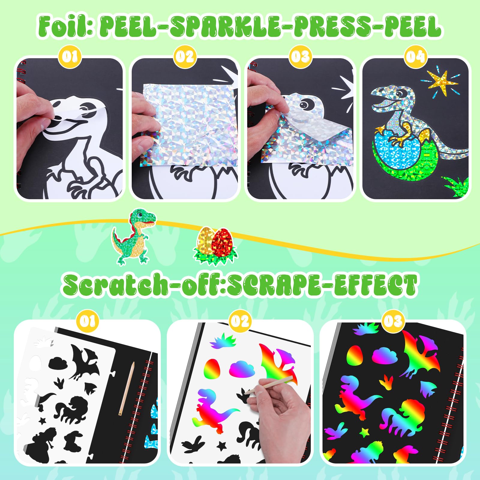 Dinosaur Scratch Art Book for  - Art Craft Kits For Kids のレビューと価格