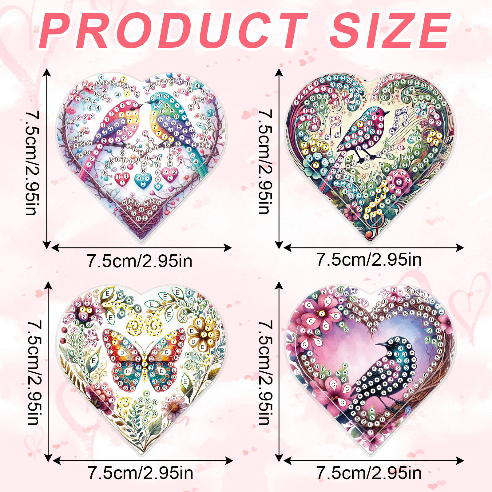 4PCS Diamond Painting Heart Sh - Art Craft Kit のレビューと価格
