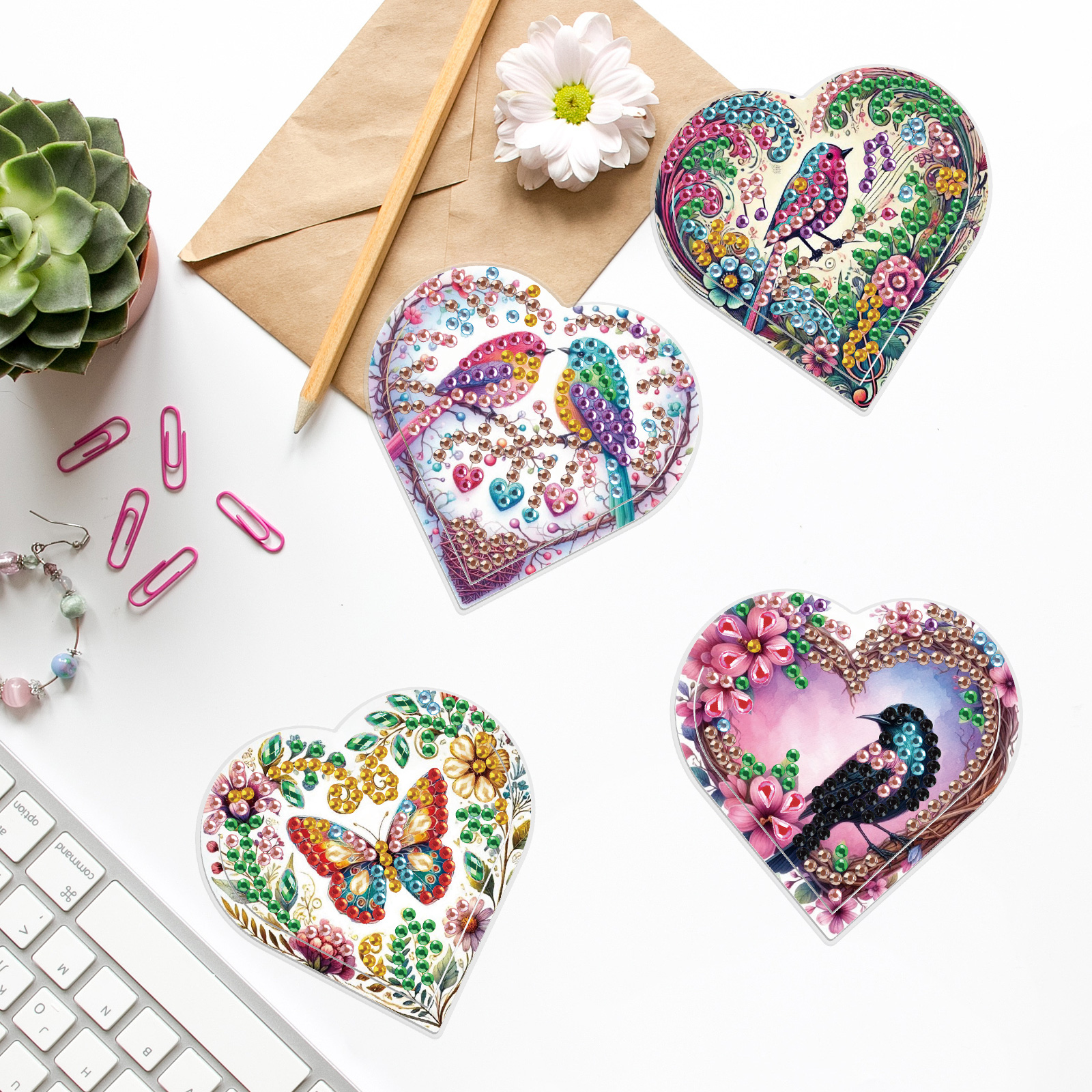 4PCS Diamond Painting Heart Sh - Art Craft Kit のレビューと価格