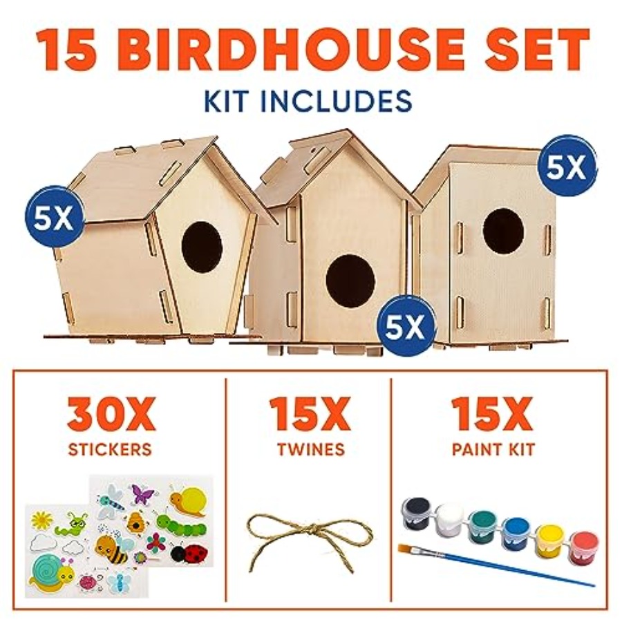 Kit - Unfinished Wood Bird Hou - Art Craft Kit のレビューと価格
