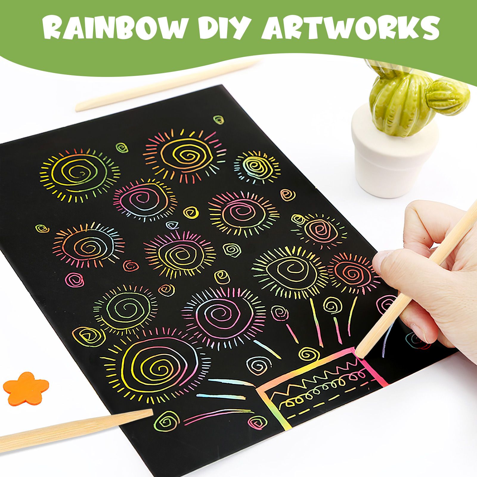 30pcs Scratch Bamboo Pens Wax  - Art Craft Stick のレビューと価格
