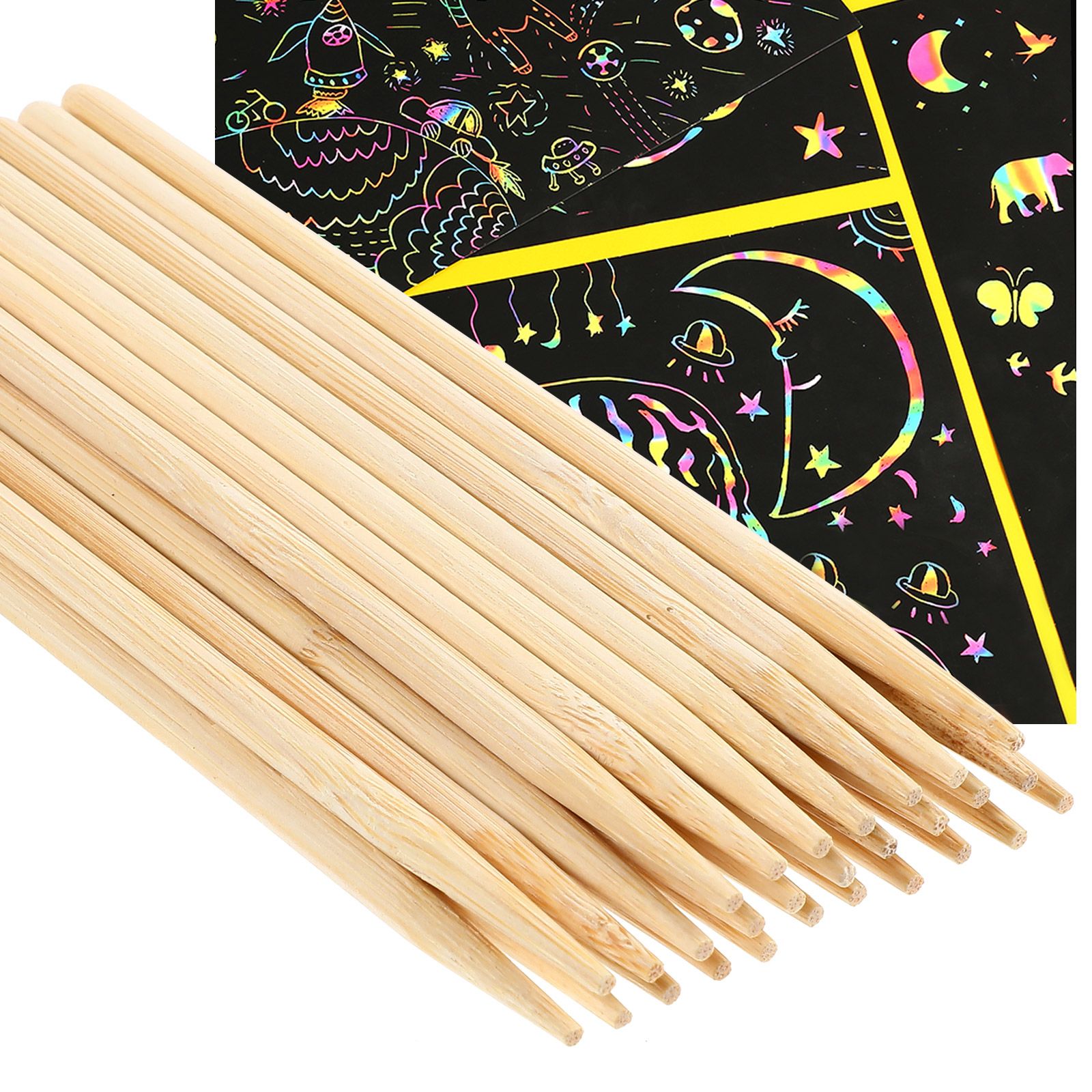 30pcs Scratch Bamboo Pens Wax  - Art Craft Stick のレビューと価格