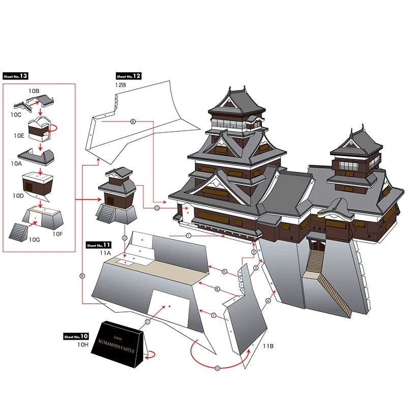 Japan Kumamoto Castle Mini 3D  - Art Craft Building のレビューと価格