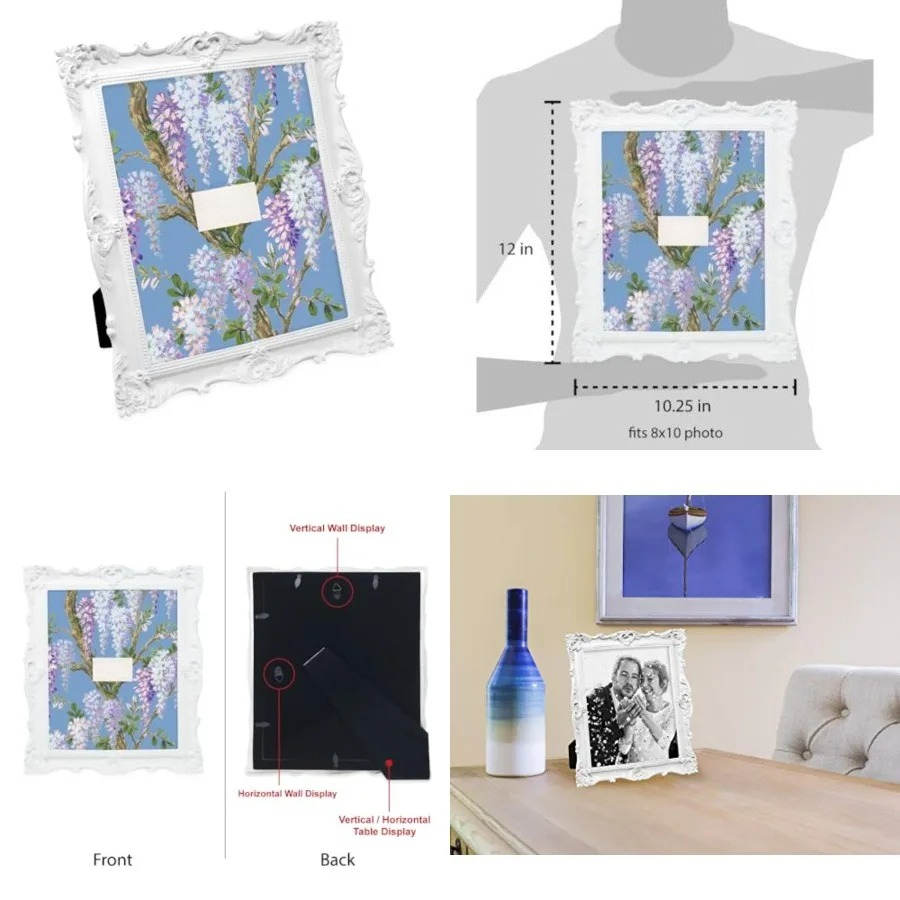 8x10 White Ornate Textured Han - Art Craft Gallery のレビューと価格