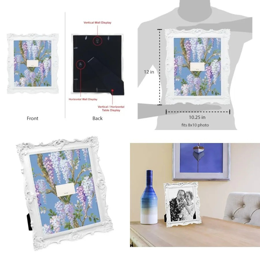 8x10 White Ornate Textured Han - Art Craft Gallery のレビューと価格