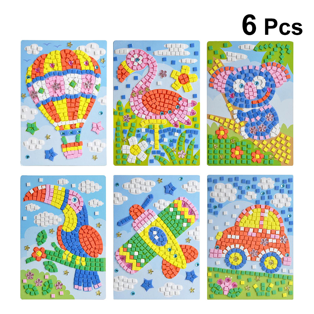 6Pcs DIY Mosaic Stickers for K - Art Craft For Kindergarten のレビューと価格