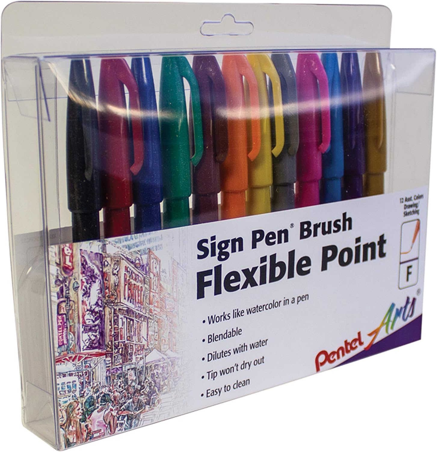 Fude Brush Tip Markers, 12 Ass - Watercolor Brush Pen のレビューと価格