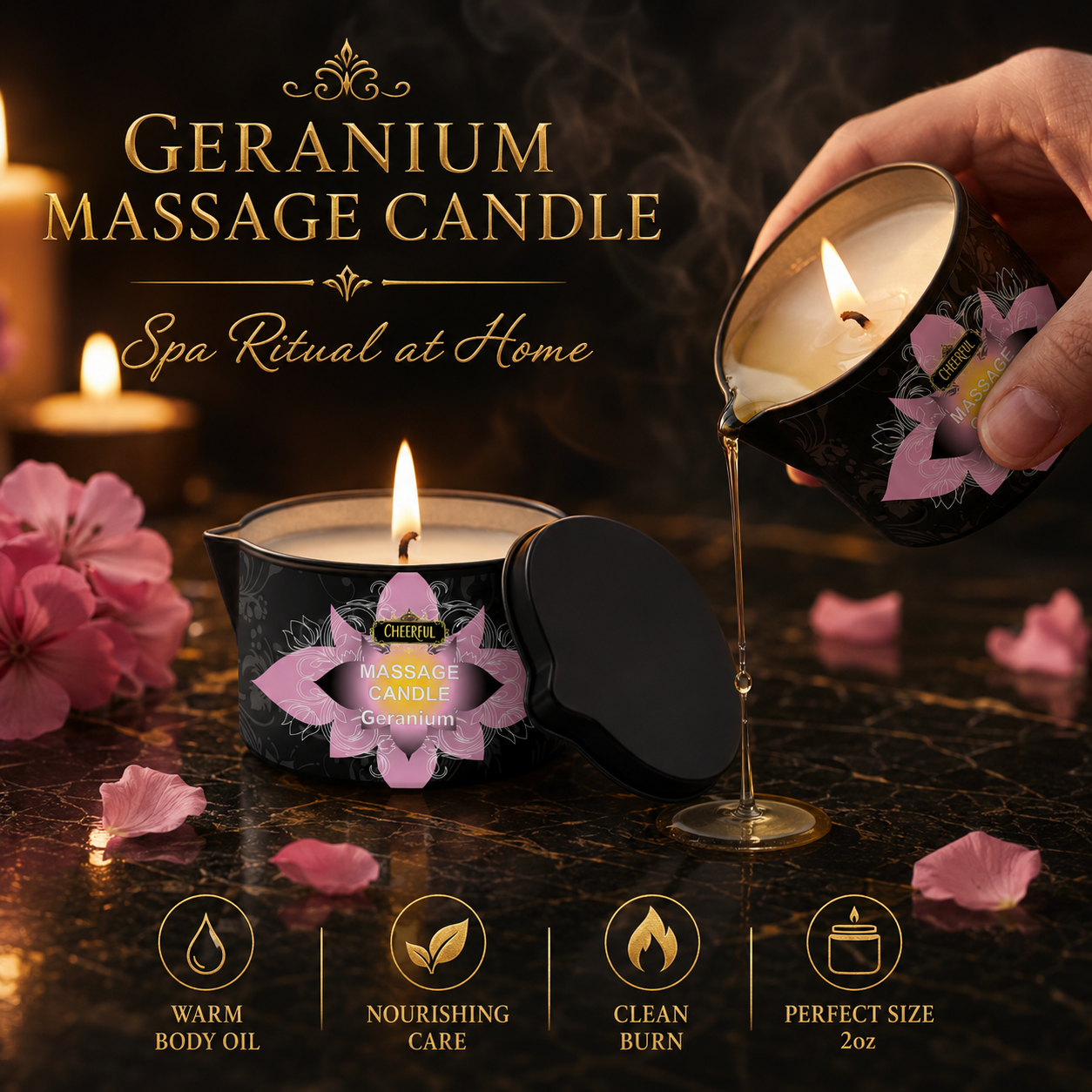 Geranium Massage Oil Candle 2o - Soy Candle Fragrance Oil のレビューと価格