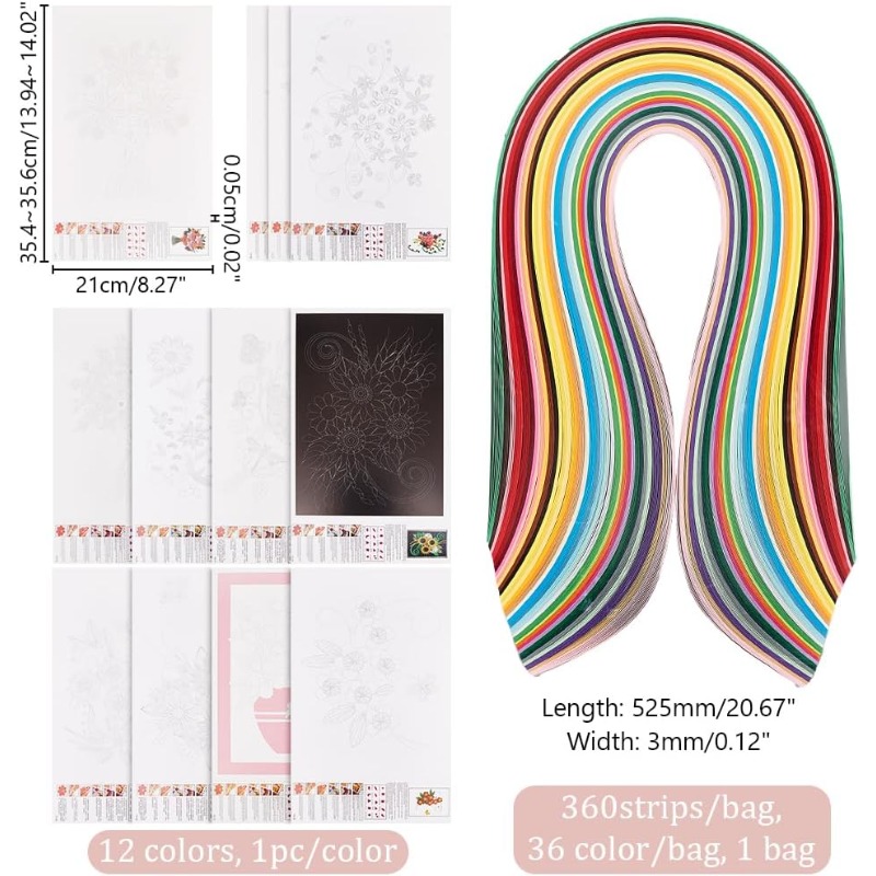 1Set 12 Pcs Quilling Paper Ste - Quilling Paper Strips のレビューと価格