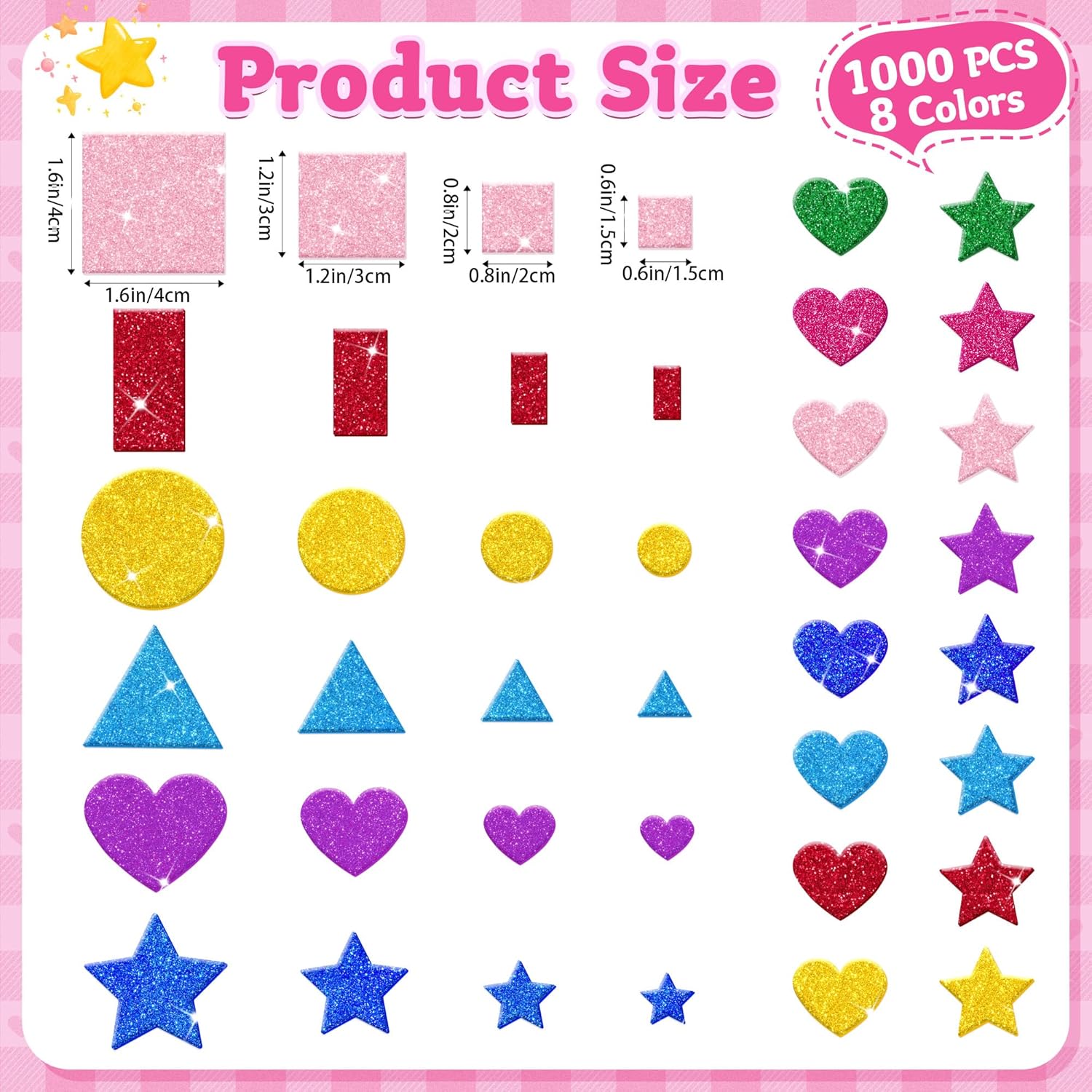 1000 Pcs Glitter Self Adhesive - Art Craft For Preschool のレビューと価格