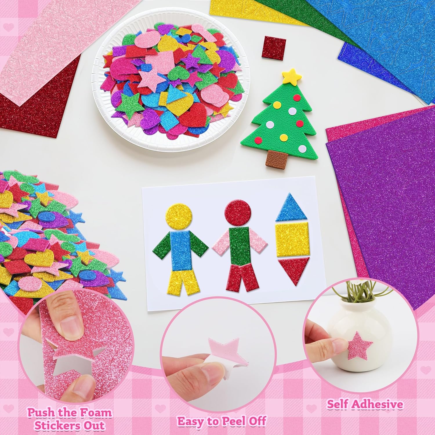 1000 Pcs Glitter Self Adhesive - Art Craft For Preschool のレビューと価格