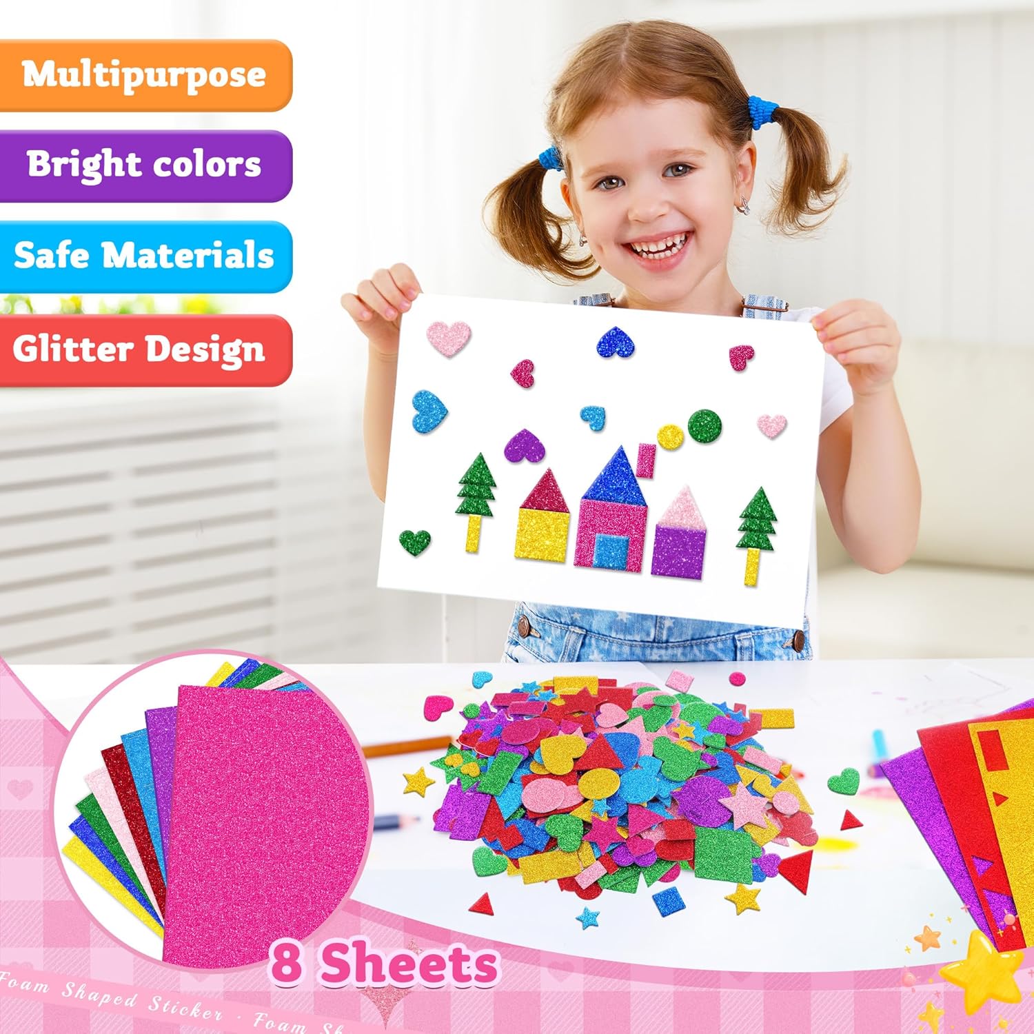 1000 Pcs Glitter Self Adhesive - Art Craft For Preschool のレビューと価格