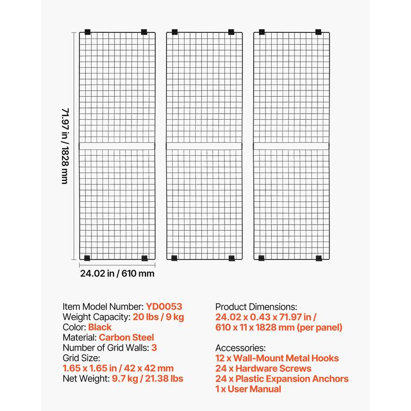 3 Packs Grid Wall Panels, 2 x  - Art Craft Show のレビューと価格
