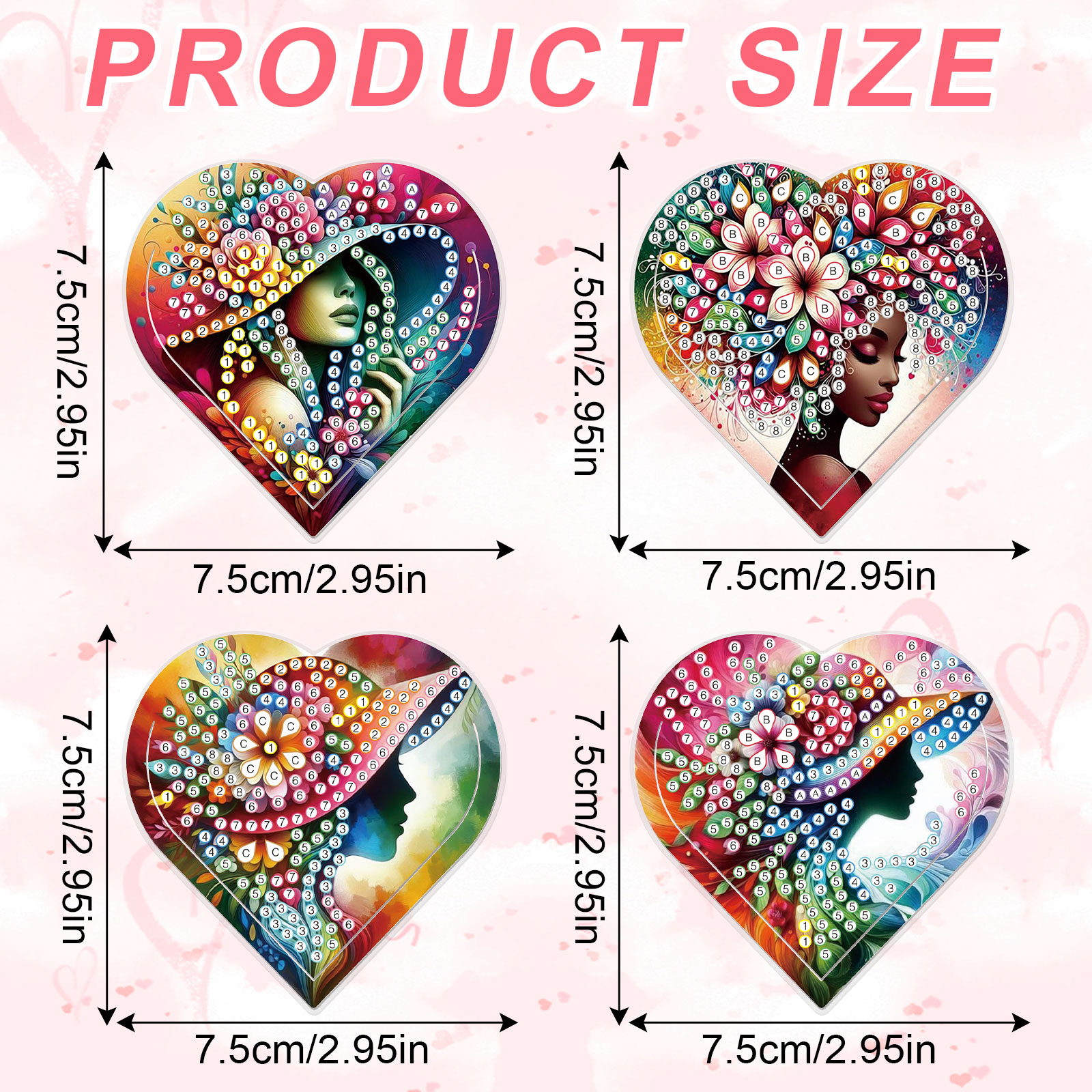 4PCS Diamond Painting Heart Sh - Art Craft Kit のレビューと価格