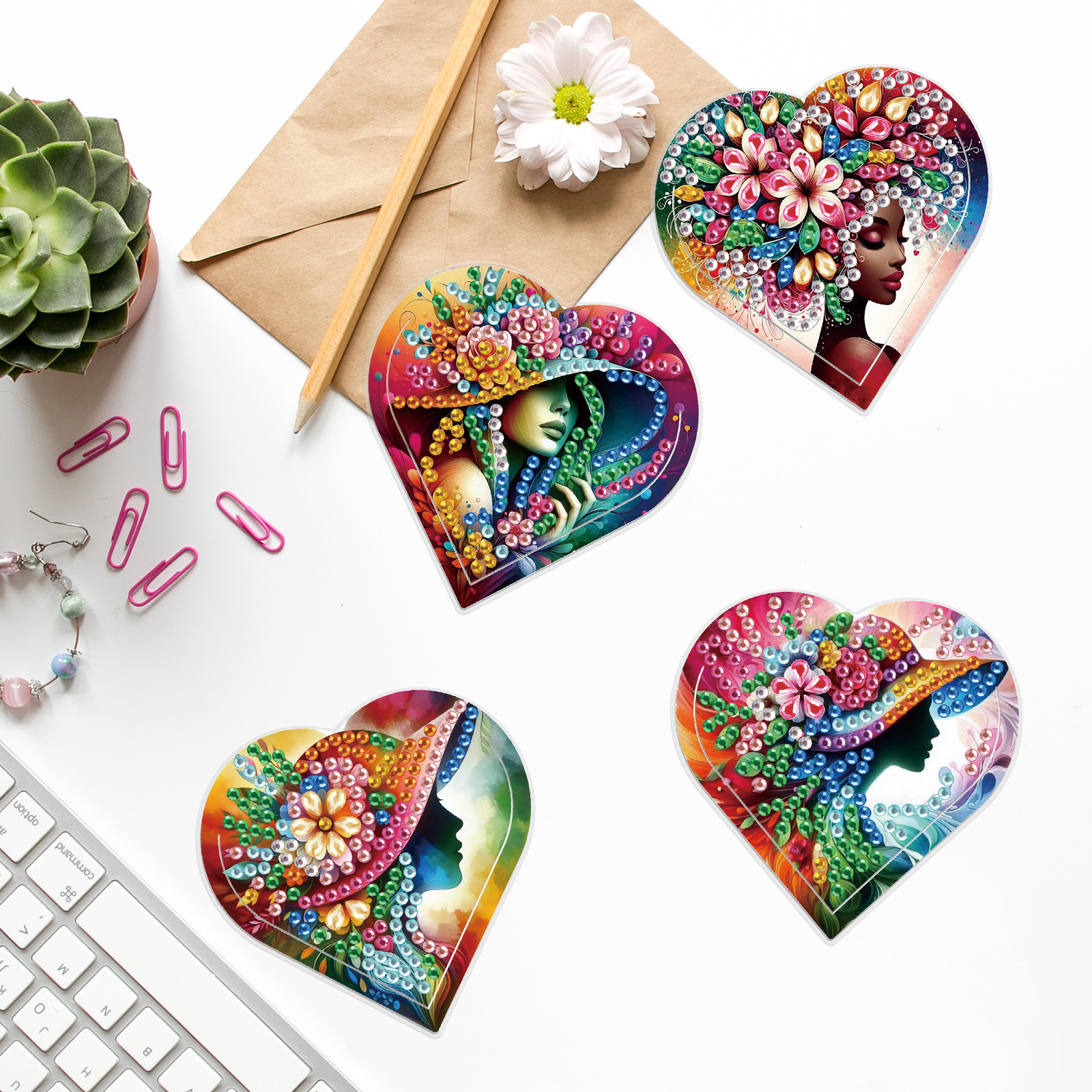 4PCS Diamond Painting Heart Sh - Art Craft Kit のレビューと価格