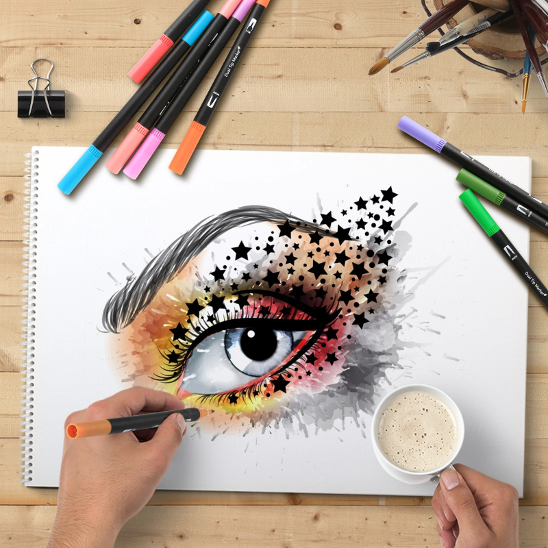 100 Colors Dual Tip Watercolor - Watercolor Brush Pen のレビューと価格
