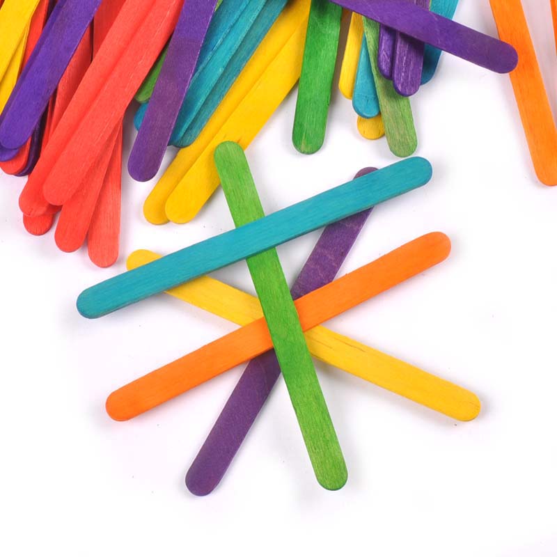 50Pcs/Lot Natural Wood & Color - Art Craft Stick のレビューと価格